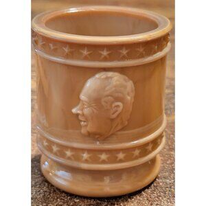 1976 BOB ST CLAIR BICENTENNIAL CHOCOLATE SLAG GLASS MATCH TOOTHPICK HOLDER